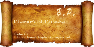 Blumenfeld Piroska névjegykártya